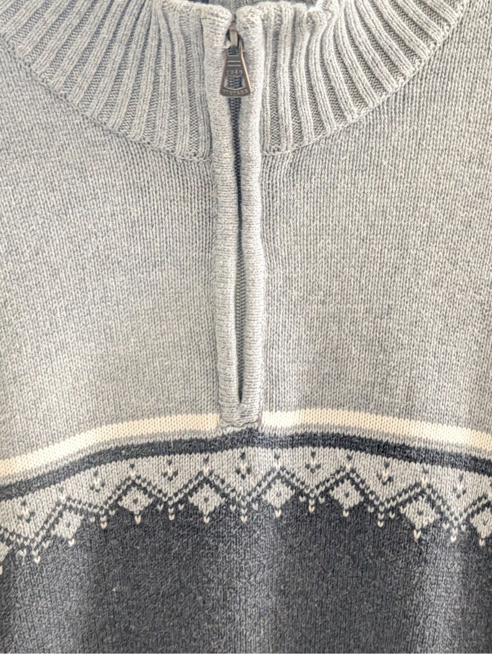 Weatherproof Vintage Men's Medium Christmas Holiday 1/4 Zip Sweater Gray EUC